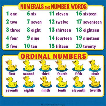 Ordinal Numbers 1 20 Chart