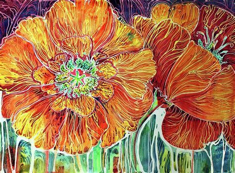 Poppies Batik Abstract by Marcia Baldwin | Batik art, Fine art painting, Art