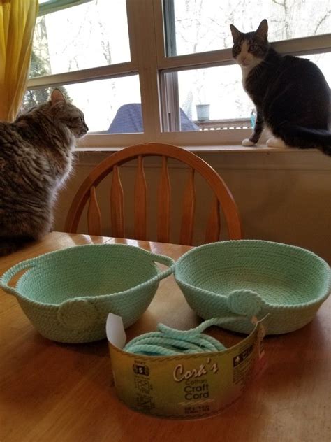 Cord Baskets. My first attempt at sewing cord basket. Not too shabby. Link Crafti Patti and ...