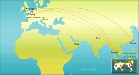 EVA Air route map - Europe