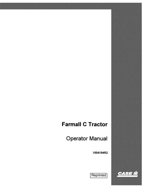 Case Farmall C tractor PDF Operators Manual