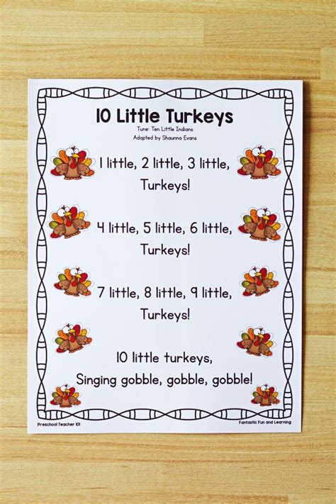 10 Little Turkeys Preschool Song - Fantastic Fun & Learning | Thanksgiving preschool ...