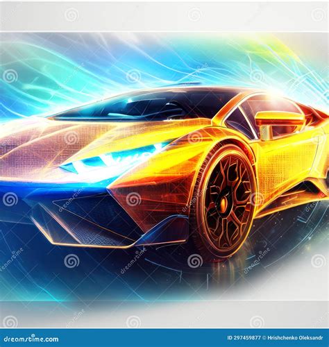 Yellow Sports Car Concept on an Abstract Background Stock Illustration - Illustration of ...