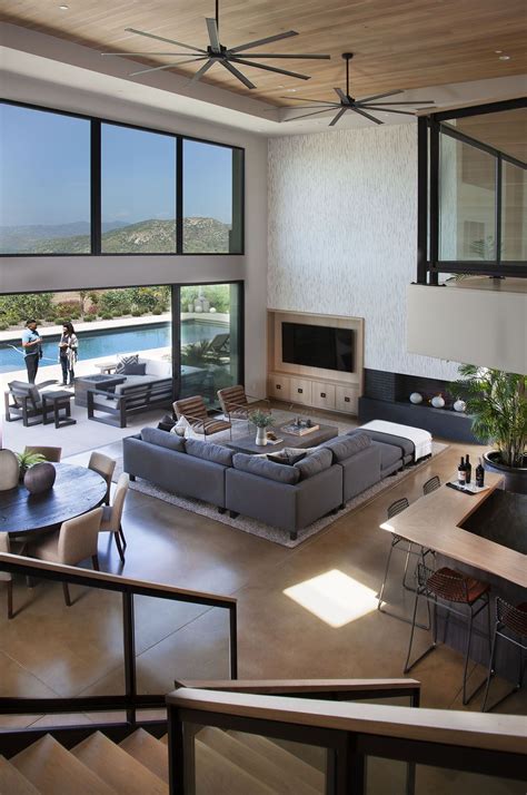 Open FloorPlan Contemporary Living Room | High ceiling living room ...