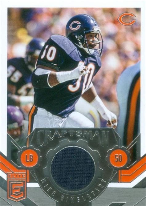 Mike Singletary player worn jersey patch football card (Chicago Bears) 2018 Donruss Elite ...