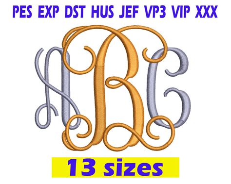 Interlocking Vine Monogram Font Embroidery INSTANT download