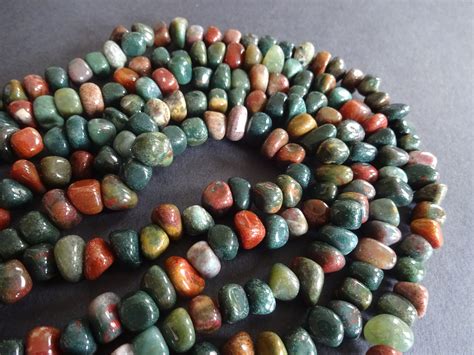 7-9mm Natural Indian Agate Beads, 72-83 Gemstone Beads, Nuggets, Agate Chips, Brown and Green ...