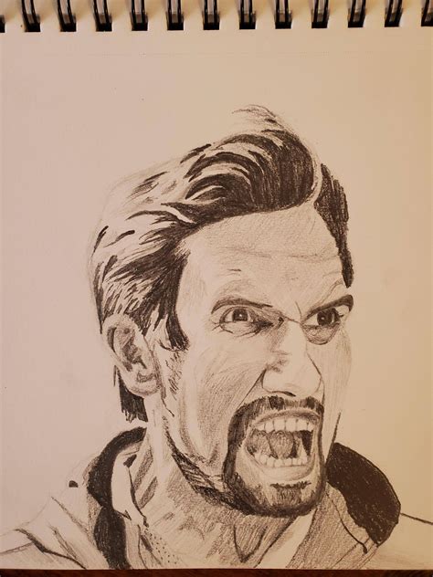 Drew a portrait of an angry man : drawing