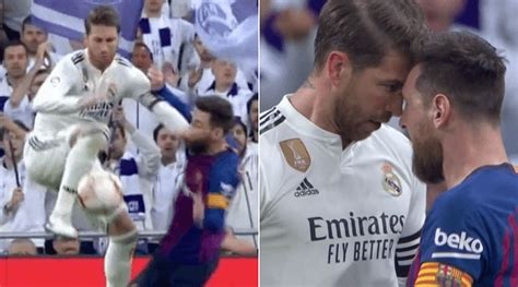 Messi-Ramos fight in the El Clasico clash at Santiago Bernabeu - The ...