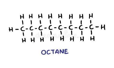 Molécula De Octano Hidrocarburo. Componente De Gasolina. Fórmula ...