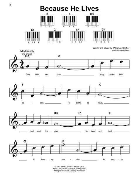 Because He Lives (Super Easy Piano) - Print Sheet Music Now