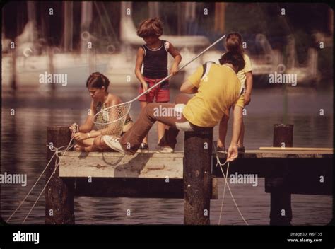 CRABBING FROM A MARINA DOCK ON CHESAPEAKE BAY Stock Photo - Alamy