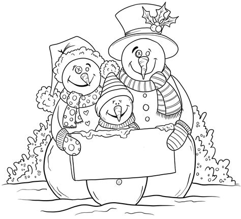 Snowman Family Digital Download Coloring Page - Etsy