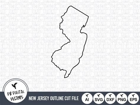 New Jersey Outline SVG Files New Jersey Cut Files United States of America Vector Files New ...