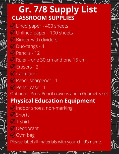 School Supply List - St. Thomas Aquinas High School