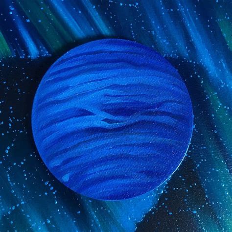 Neptune Original Art Neptune Blue Planet Oil Painting Round | Etsy in ...