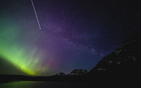 [2024] 🔥Northern Lights Falling Star Night Scenic Milky Way Aurora Landscape (800x500) - #127102