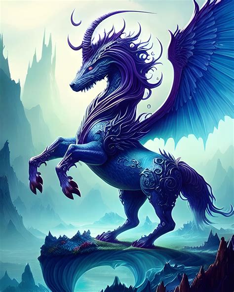 Wall Art Print | Mythical fantasy water creature/pegasus-dragon hybrid ...