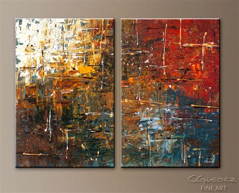 Abstract Art Color Splash - Oversized Wall Art Canvas - blue, red, brown and white