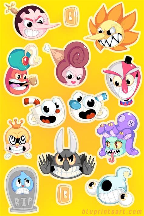 Cuphead Stickers by BluevanDeurs | Stickers, Art, Character