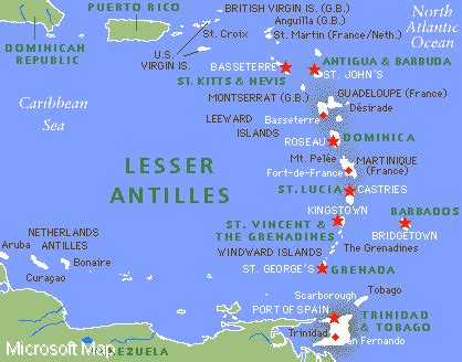 Map of the Lesser Antilles