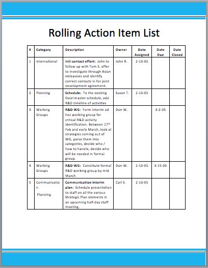 8 Action Items List Template - Perfect Template Ideas