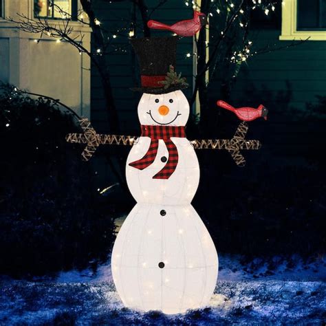 VEIKOUS 5 ft. Outdoor Lighted Christmas Decoration Snowman Yard Decor with Warm LED Lights CT ...