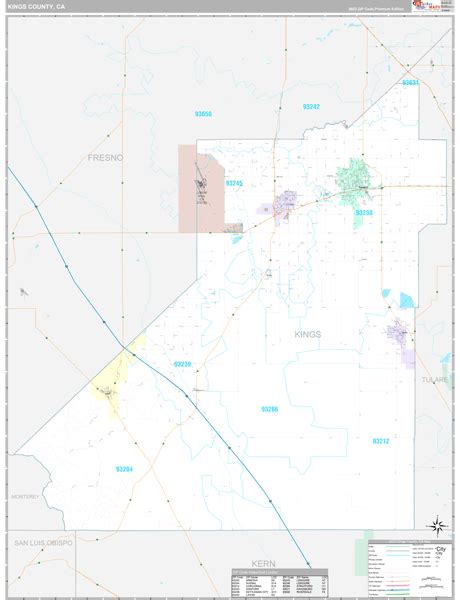 Kings County, CA Zip Code Map - Premium