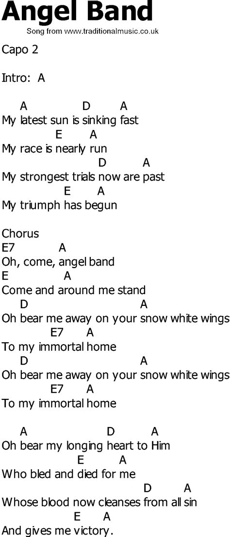 Old Country song lyrics with chords - Angel Band