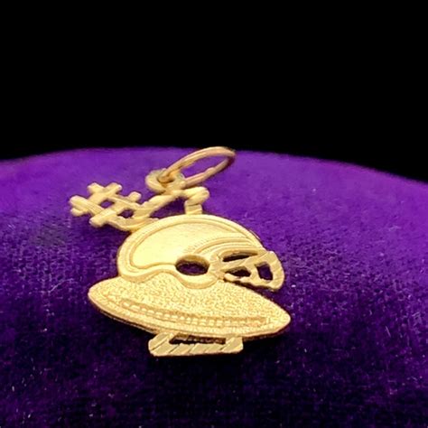 14K Yellow Gold Football Helmet and Ball Pendant - Gem