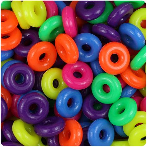 BeadTin Neon Bright Multi 14mm Ring Plastic Craft Beads (100pcs ...