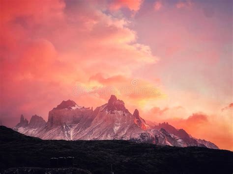 The Spectacular View of Sunrise at Torres Del Paine Stock Photo - Image ...