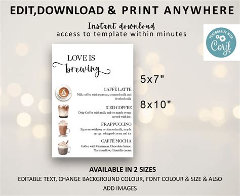 Love is Brewing Coffee Menu Sign Template Minimalistic - Etsy