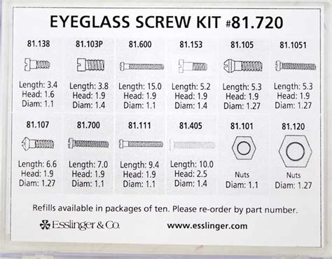 Eyeglass Screw Kit of 120 Pieces