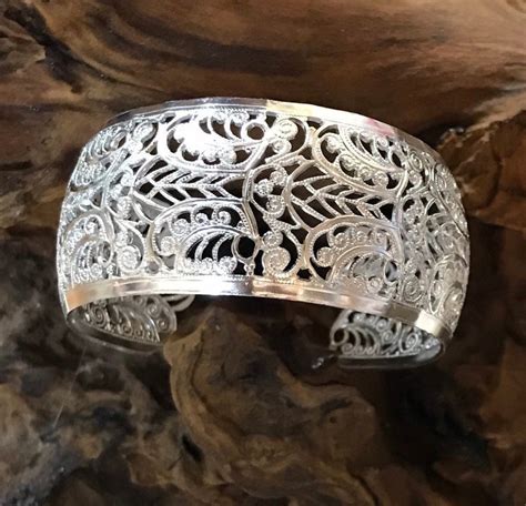 Vintage Silver Cuff Bracelet Filigree Bangle West Germany | Etsy