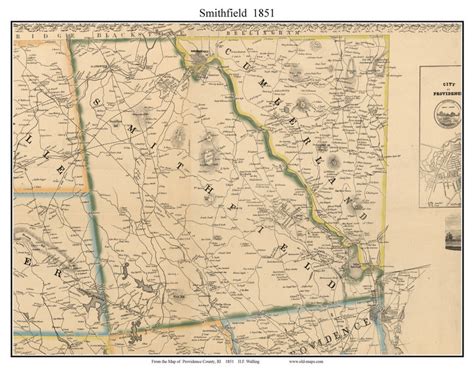 Smithfield, Rhode Island 1851 - Old Town Map Custom Print - Providence Co. - OLD MAPS