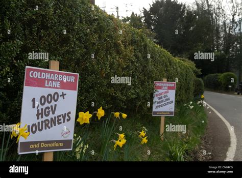 Coldharbour Surrey UK. Surrey Hills local protest at proposed oil ...