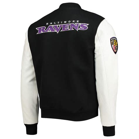 Black and White Logo Baltimore Ravens Varsity Jacket - Jackets Masters