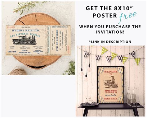 Train Ticket Invitations Train Birthday Invite Printable - Etsy