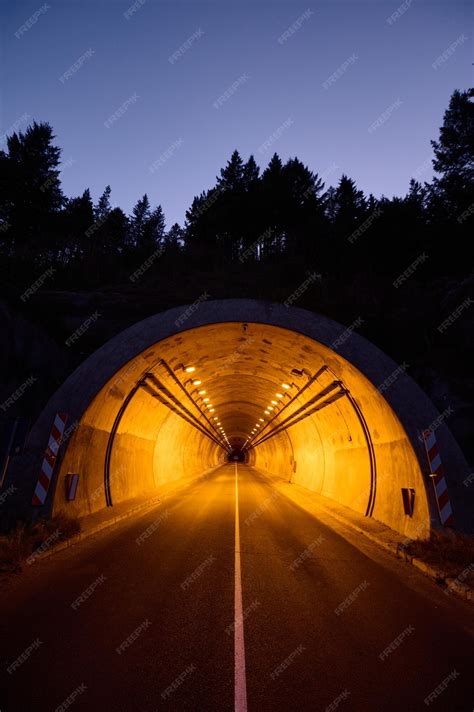 Premium Photo | Highway tunnel entrance at night