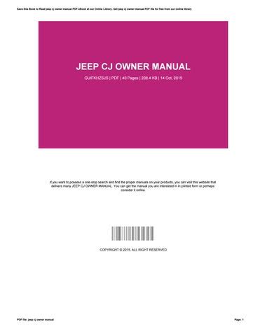 Jeep cj owner manual by HelenMartinez3511 - Issuu