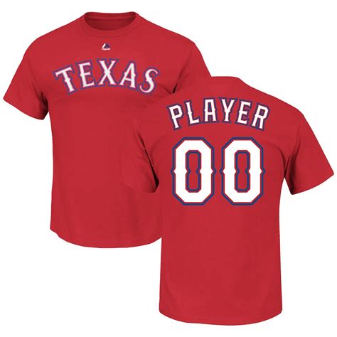 Men's Texas Rangers Majestic Red Custom Roster Name & Number T-Shirt