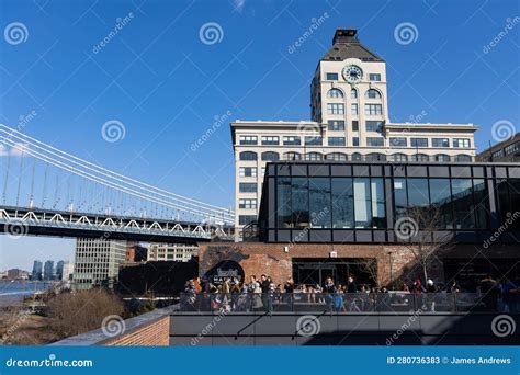 Time Out Market New York Rooftop with People in Dumbo Brooklyn of New York City Editorial Stock ...