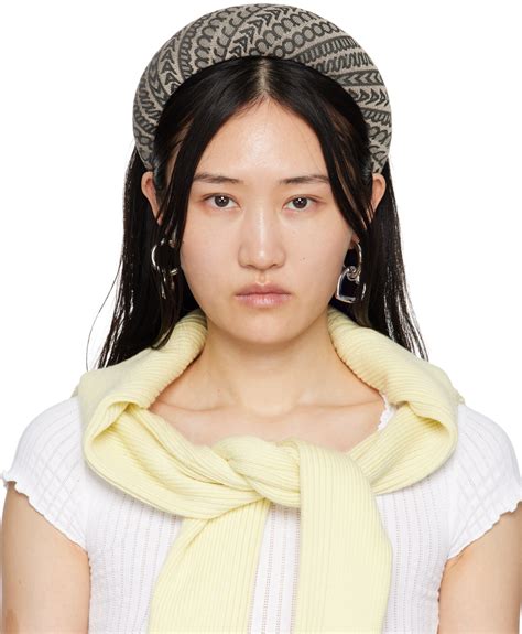 Marc Jacobs: Beige Monogram Headband | SSENSE