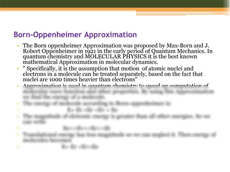 SOLUTION: Born oppenheimer approximation electronic vibrational and ...