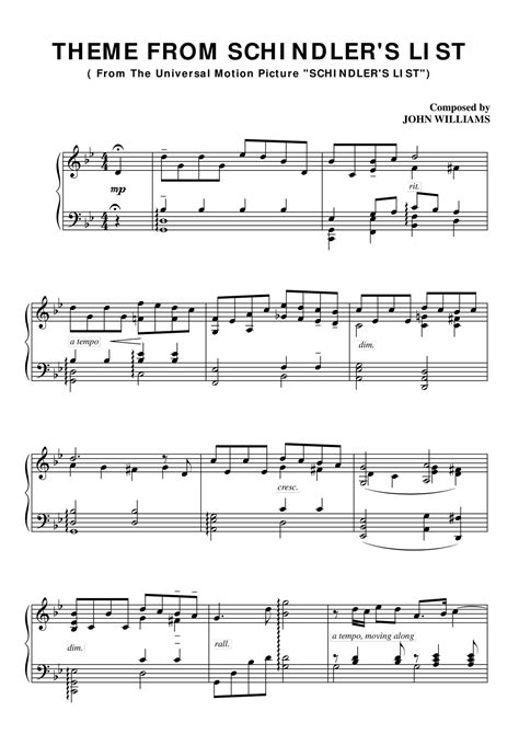 Schindlers List Theme - PIANO SHEET.pdf | DocDroid