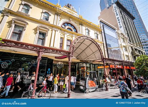 Royal Arcade Building Entrance And Facade View On Bourke Street In ...