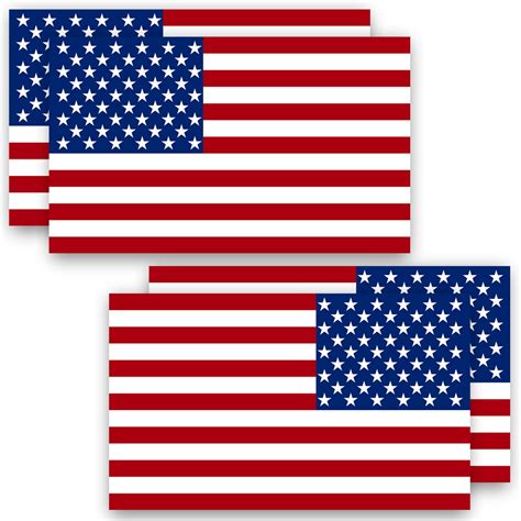 ANLEY 5" X 3" American US Flag Decal Set(2 FORWARD & 2 REVERSED) - Patriotic Stars Reflective ...