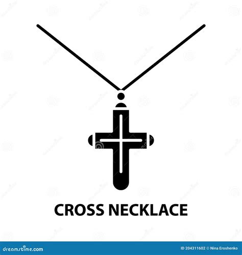 Cross Necklace Icon, Black Vector Sign with Editable Strokes, Concept ...