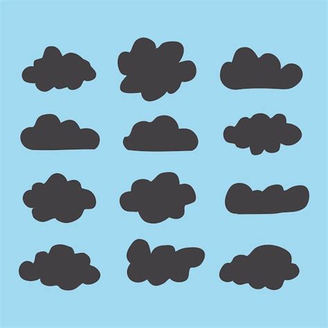 Premium Vector | Black cloud clipart vector set flat design